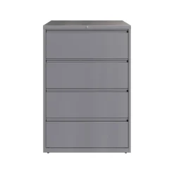 Hirsh HL10000 Series 4-Drawer Lateral File Cabinet, Locking, Letter/Legal, Arctic Silver, 36" (23746)