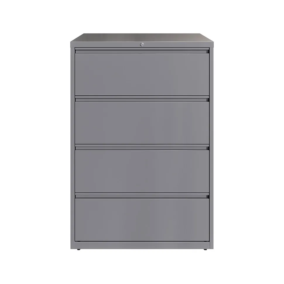 Hirsh HL10000 Series 4-Drawer Lateral File Cabinet, Locking, Letter/Legal, Arctic Silver, 36" (23746)