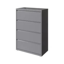 Hirsh HL10000 Series 4-Drawer Lateral File Cabinet, Locking, Letter/Legal, Arctic Silver, 36