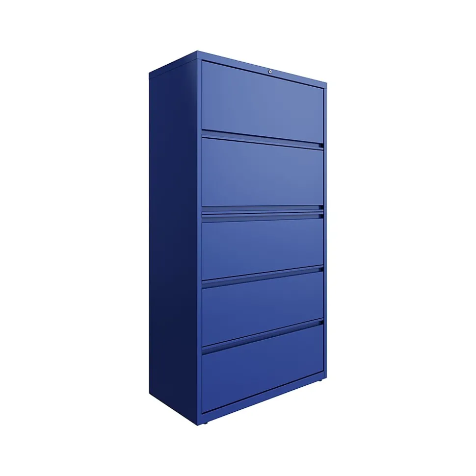 Hirsh HL10000 Series 5-Drawer Lateral File Cabinet, Locking, Letter/Legal, Classic Blue, 36" (24260)