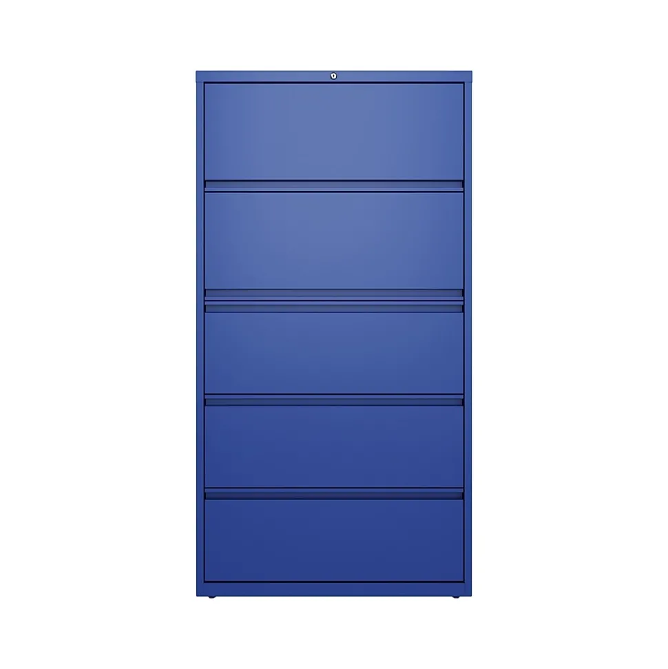 Hirsh HL10000 Series 5-Drawer Lateral File Cabinet, Locking, Letter/Legal, Classic Blue, 36" (24260)