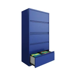 Hirsh HL10000 Series 5-Drawer Lateral File Cabinet, Locking, Letter/Legal, Classic Blue, 36