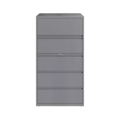 Hirsh HL10000 Series 5-Drawer Lateral File Cabinet, Locking, Letter/Legal, Arctic Silver, 36" (23747)