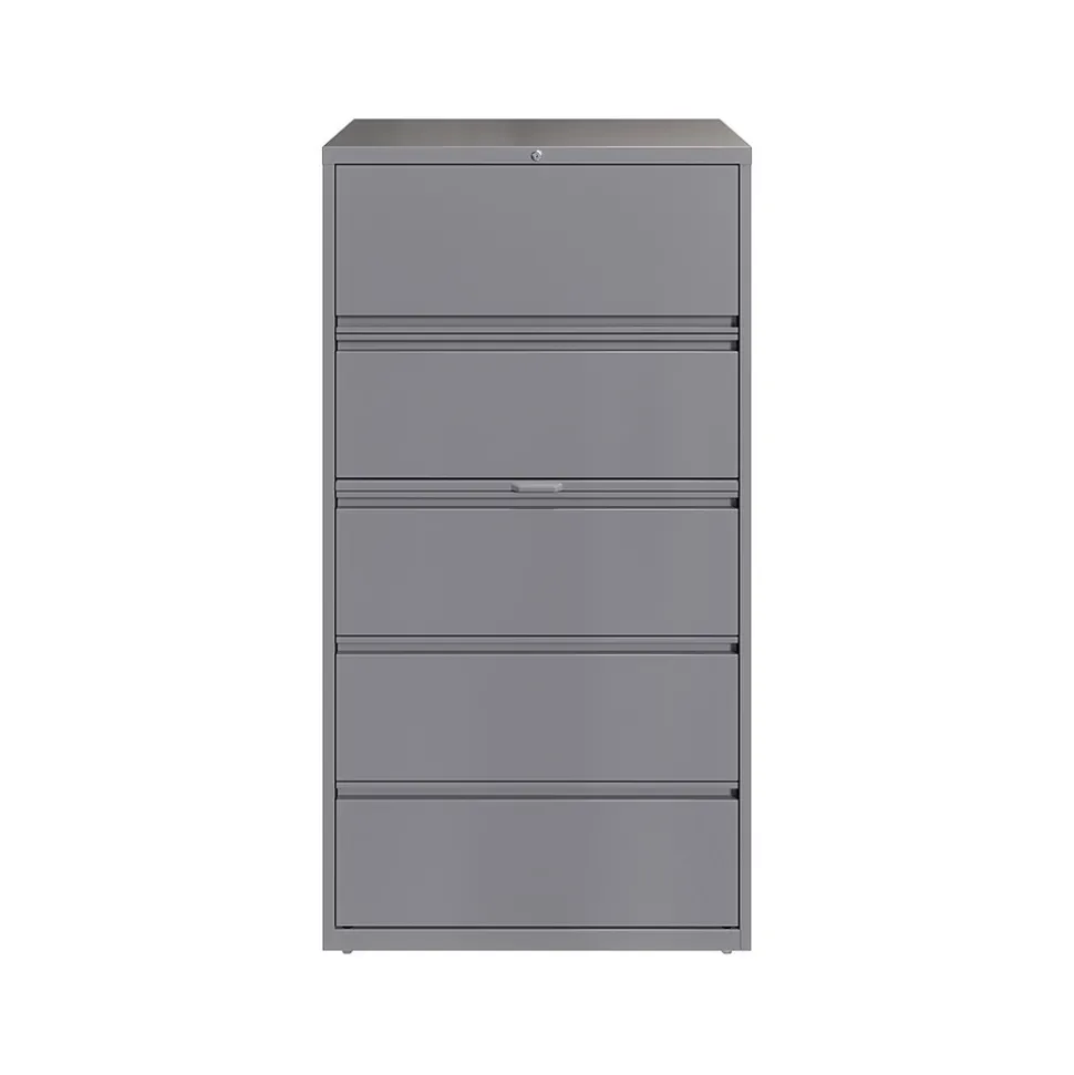 Hirsh HL10000 Series 5-Drawer Lateral File Cabinet, Locking, Letter/Legal, Arctic Silver, 36" (23747)