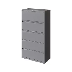 Hirsh HL10000 Series 5-Drawer Lateral File Cabinet, Locking, Letter/Legal, Arctic Silver, 36