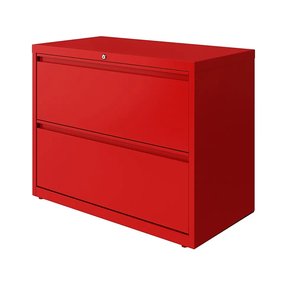 Hirsh HL10000 Series 2-Drawer Lateral File Cabinet, Locking, Letter/Legal, Lava Red, 36" (24249)