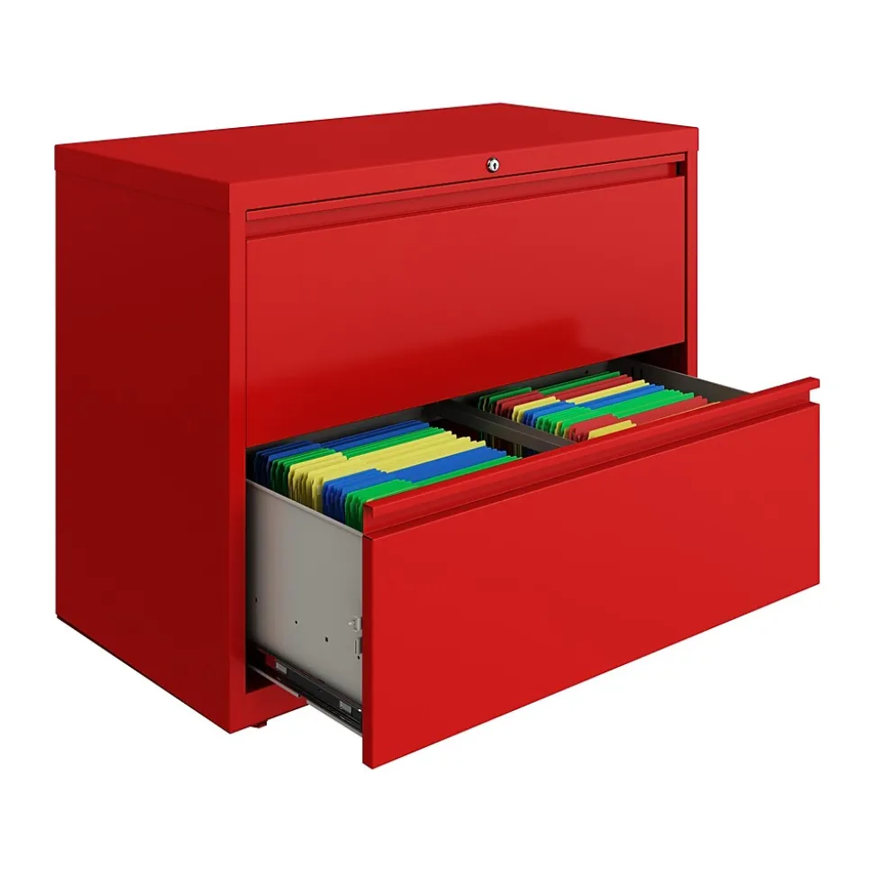 Hirsh HL10000 Series 2-Drawer Lateral File Cabinet, Locking, Letter/Legal, Lava Red, 36" (24249)