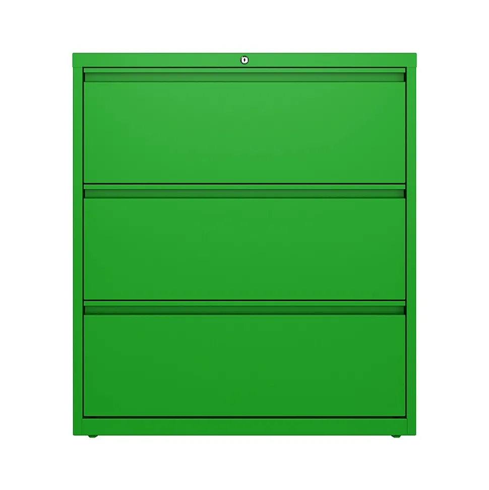 Hirsh HL10000 Series 3-Drawer Lateral File Cabinet, Locking, Letter/Legal, Screaming Green, 36" (24253)