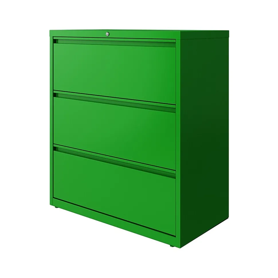 Hirsh HL10000 Series 3-Drawer Lateral File Cabinet, Locking, Letter/Legal, Screaming Green, 36" (24253)
