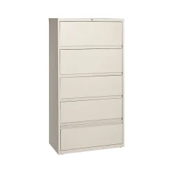 Hirsh HL10000 Series 5-Drawer Lateral File Cabinet, Locking, Letter/Legal, Putty, 36" (17901)