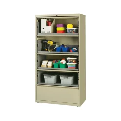 Hirsh HL10000 Series 5-Drawer Lateral File Cabinet, Locking, Letter/Legal, Putty, 36