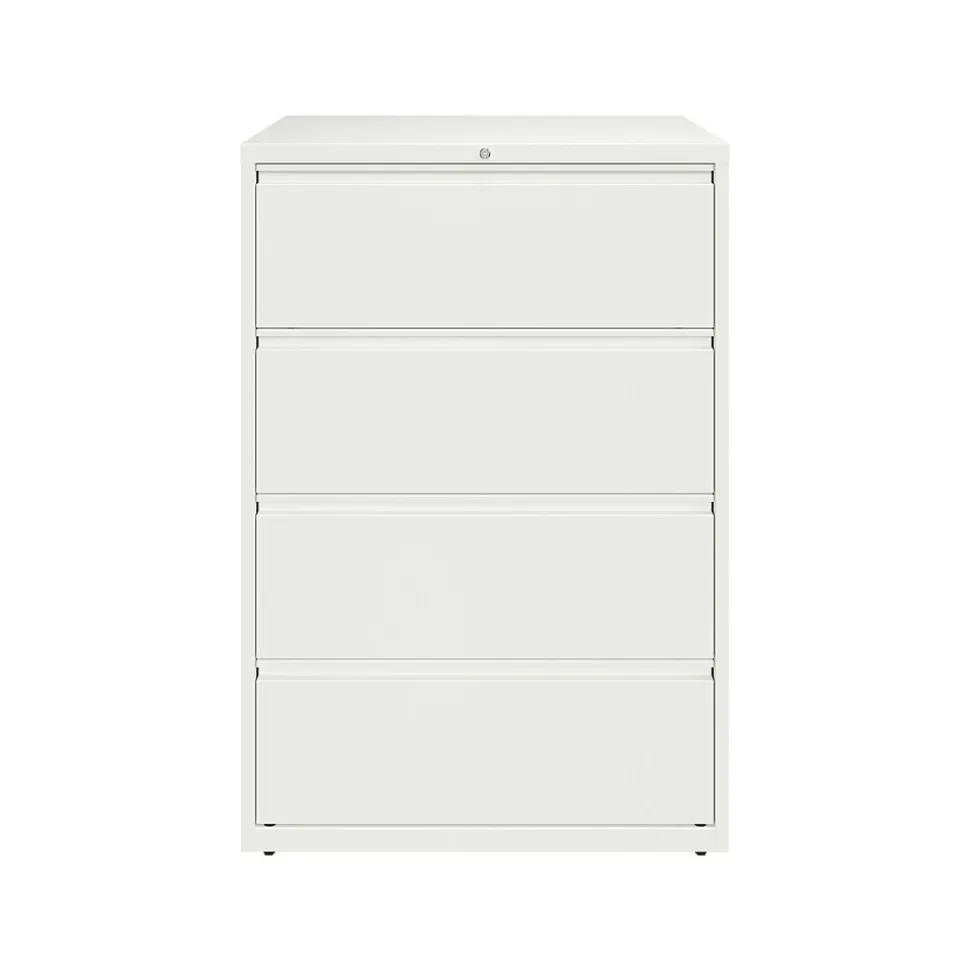 Hirsh HL10000 Series 4-Drawer Lateral File Cabinet, Locking, Letter/Legal, White, 36" (23702)