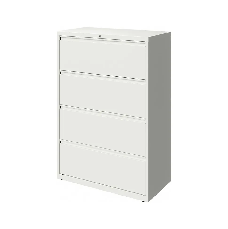 Hirsh HL10000 Series 4-Drawer Lateral File Cabinet, Locking, Letter/Legal, White, 36" (23702)