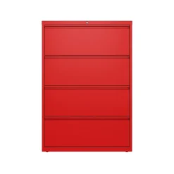 Hirsh HL10000 Series 4-Drawer Lateral File Cabinet, Locking, Letter/Legal, Lava Red, 36" (24255)