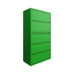 Hirsh HL10000 Series 5-Drawer Lateral File Cabinet, Locking, Letter/Legal, Screaming Green, 36" (24259)