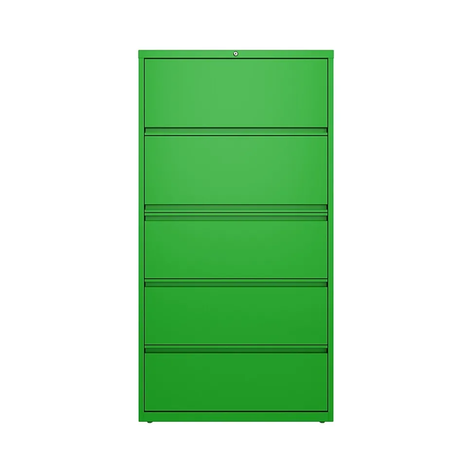 Hirsh HL10000 Series 5-Drawer Lateral File Cabinet, Locking, Letter/Legal, Screaming Green, 36" (24259)