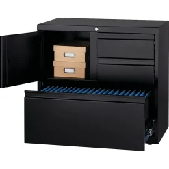 Hirsh HL8000 Series 3-Drawer Lateral File Cabinet, Locking, Letter/Legal, Black, 30