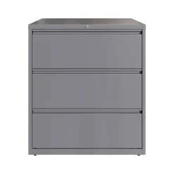 Hirsh HL10000 Series 3-Drawer Lateral File Cabinet, Locking, Letter/Legal, Arctic Silver, 36" (23745)