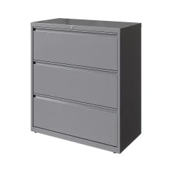 Hirsh HL10000 Series 3-Drawer Lateral File Cabinet, Locking, Letter/Legal, Arctic Silver, 36