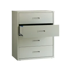 Hirsh HL1000 Series 4-Drawer Lateral File Cabinet, Letter/Legal Size, Lockable, 52.5"H x 30"W x 18.63"D, Light Gray (19440)