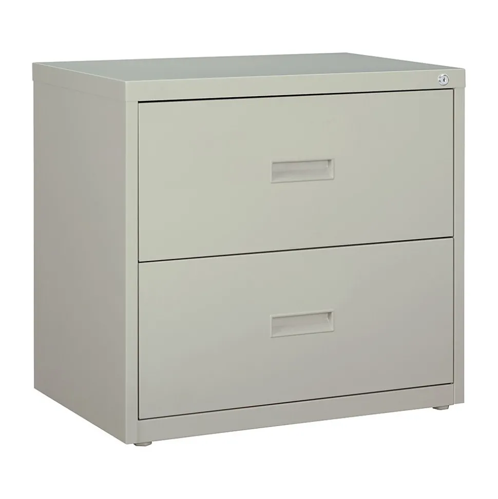 Hirsh HL1000 Series 2-Drawer Lateral File Cabinet, Letter/Legal Size, Lockable, 28"H x 30"W x 18.63"D, Light Gray (19439)