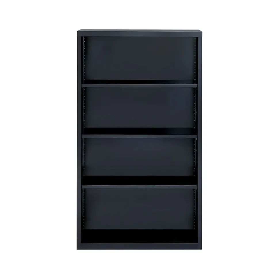 Hirsh HL8000 Series 60"H 4-Shelf Bookcase with Adjustable Shelves, Black Steel (21993)
