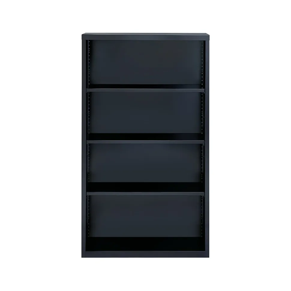 Hirsh HL8000 Series 60"H 4-Shelf Bookcase with Adjustable Shelves, Black Steel (21993)
