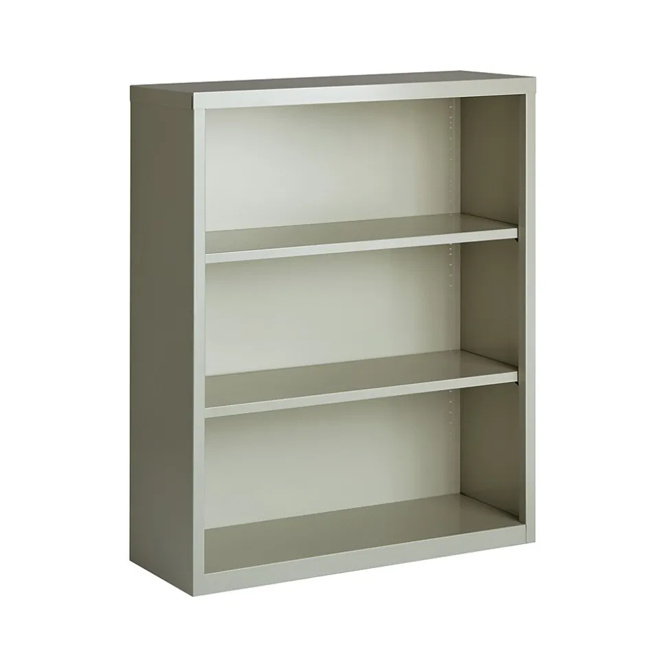 Hirsh HL8000 Series 42"H 3-Shelf Bookcase with Adjustable Shelves, Light Gray Steel (21991)
