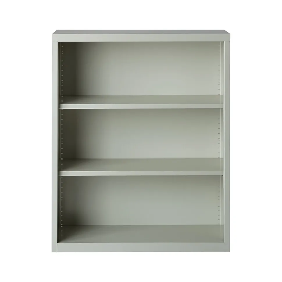 Hirsh HL8000 Series 42"H 3-Shelf Bookcase with Adjustable Shelves, Light Gray Steel (21991)