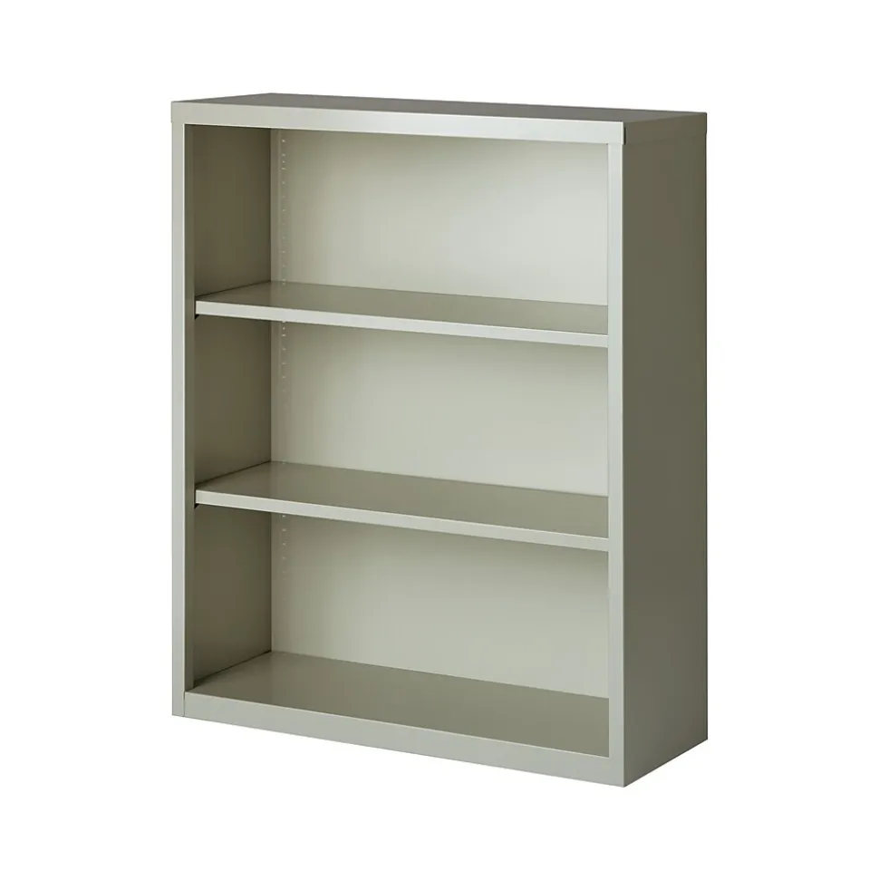 Hirsh HL8000 Series 42"H 3-Shelf Bookcase with Adjustable Shelves, Light Gray Steel (21991)