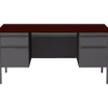 Hirsh 60"W Double-Pedestal Computer Desk, Charcoal/Mahogany (20102)