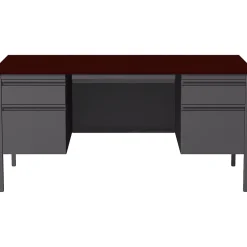 Hirsh 60"W Double-Pedestal Computer Desk, Charcoal/Mahogany (20102)