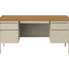 Hirsh 60"W Double-Pedestal Computer Desk, Putty/Oak (20100)