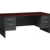 Hirsh 72"W Double-Pedestal Desk, Charcoal/Mahogany (20532)
