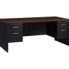 Hirsh 72"W Double-Pedestal Desk, Black/Walnut (20531)