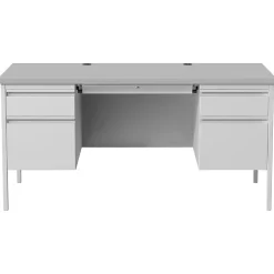 Hirsh 60"W Double-Pedestal Desk, Light Gray/Gray (20103)