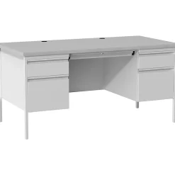Hirsh 60"W Double-Pedestal Desk, Light Gray/Gray (20103)