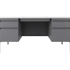 Hirsh 60"W Double-Pedestal Teacher's Desk, Platinum/White (22645)