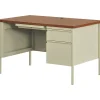 Hirsh 48"W Single-Pedestal Desk, Putty/Oak (20091)