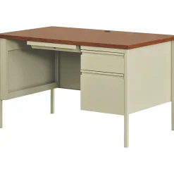 Hirsh 48"W Single-Pedestal Desk, Putty/Oak (20091)