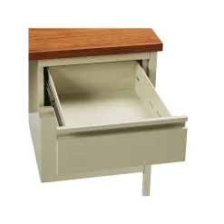 Hirsh 48"W Single-Pedestal Desk, Putty/Oak (20091)