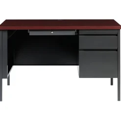 Hirsh 48"W Single-Pedestal Desk, Charcoal/Mahogany (20093)