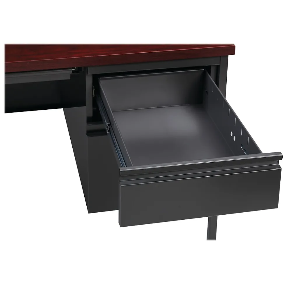 Hirsh 48"W Single-Pedestal Desk, Charcoal/Mahogany (20093)