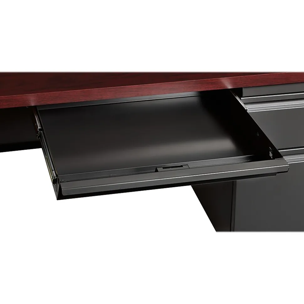 Hirsh 48"W Single-Pedestal Desk, Charcoal/Mahogany (20093)