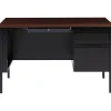 Hirsh 48"W Single-Pedestal Desk, Black/Walnut (20092)