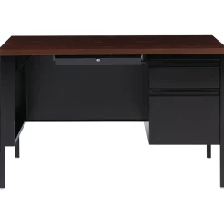 Hirsh 48"W Single-Pedestal Desk, Black/Walnut (20092)