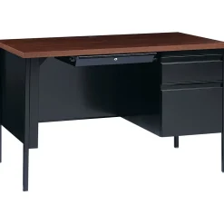 Hirsh 48"W Single-Pedestal Desk, Black/Walnut (20092)