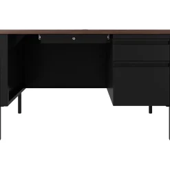 Hirsh 48"W Single-Pedestal Teacher's Desk, Black/Walnut (22642)