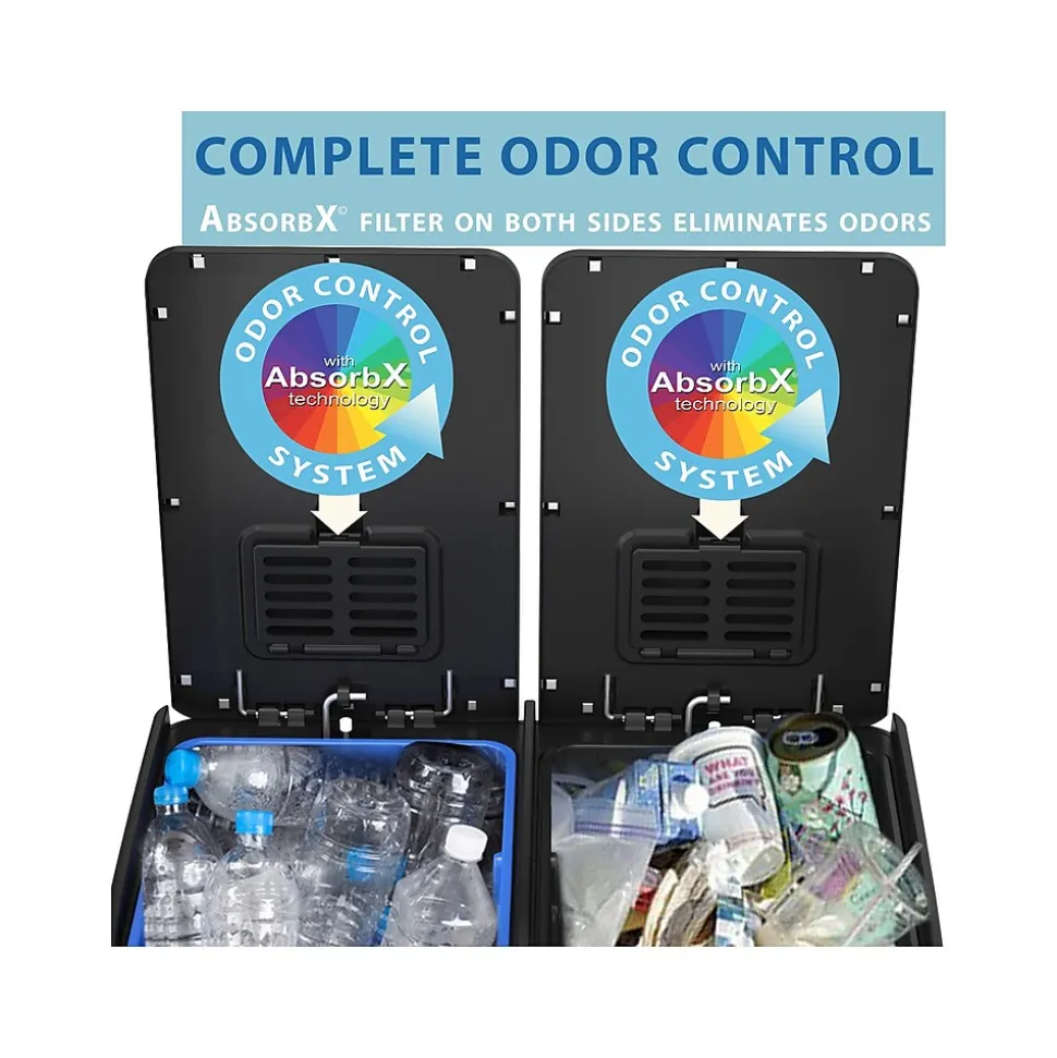 HLS Commercial Stainless Steel Trash Can & Recycling Bin Combo, 16-Gallon, Silver (HLSS16R)