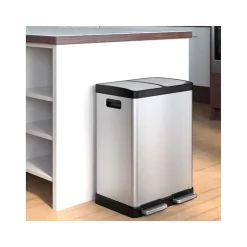 HLS Commercial Stainless Steel Trash Can & Recycling Bin Combo, 16-Gallon, Silver (HLSS16R)